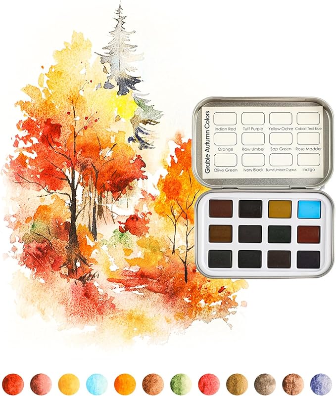Grabie Pocket Watercolor Set,60 Colors Travel Watercolor Paint Bulk, Art Supplies for Painting, Great Watercolor Set for Artists, Amateur Hobbyists and Painting