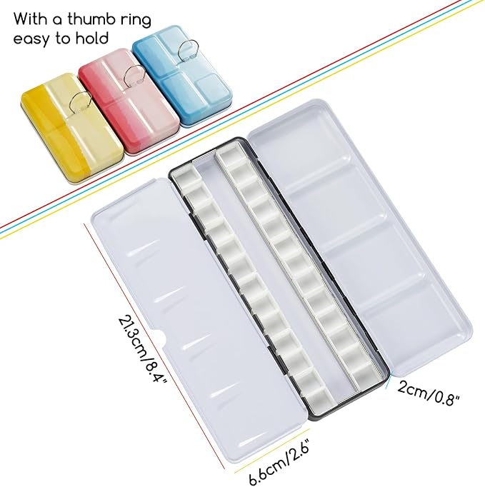 MEEDEN Empty Travel Watercolor Palette: Portable Watercolor Palette Tin with 24 Half Pans - Metal Watercolor Paint Palette Tin Box for Artist Student Adults (Red)