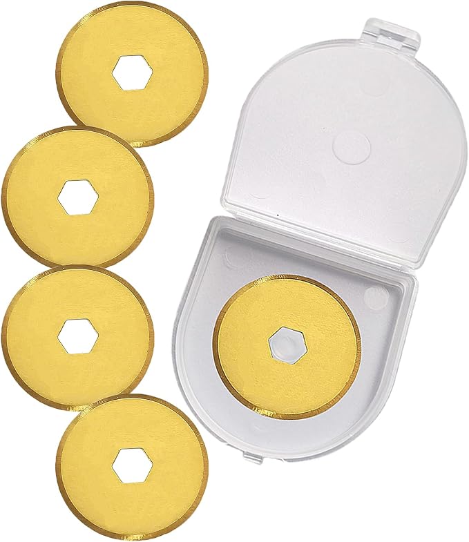 Rotary Cutter Blades 18mm, Replacement Blades Fits Fiskars,OLFA,Martelli,Dremel,Truecut,DAFA,Fabric Cutting Blades Refill for Quilting Scrapbooking Sewing Arts &Crafts, SKS-7, Titanium Coated, 5-Pack