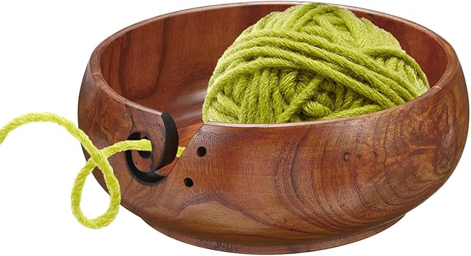 PATIKIL Wooden Yarn Bowls for Crocheting Bamboo Yarn Knitting Bowl Yarn Storage Bowls Yarn Holder Dispenser for Crocheting and Knitting, 7.1" x 3"