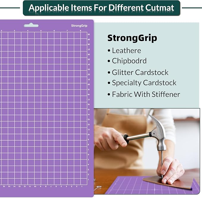 WISYOK 12x8.5 Inch Cutting Mats for Cricut Joy Xtra, 2-Pack Strong Grip Reusable Adhesive Mats for Crafts, Quilting, Sewing