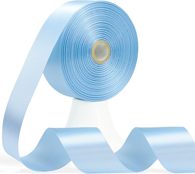 60 Yards Light Blue Satin Ribbon 1-1/2 Inch, Solid Baby Blue Polyester Fabric Ribbon for Gift Wrapping, Crafts, Flower Bouquet, Wedding, Baby Shower, Christmas, Easter