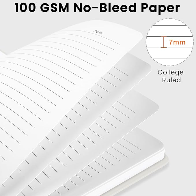 CICPAP Lined Spiral Journal Notebook, A5 College Ruled Notebook for Journaling, Note-Taking, and Daily Planning, Durable Hardcover with an Elegant Design, Warm White