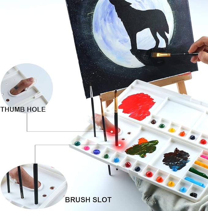 Transon Large Paint Palette Box 29 Color Mixing Wells with 1 Liner Brush