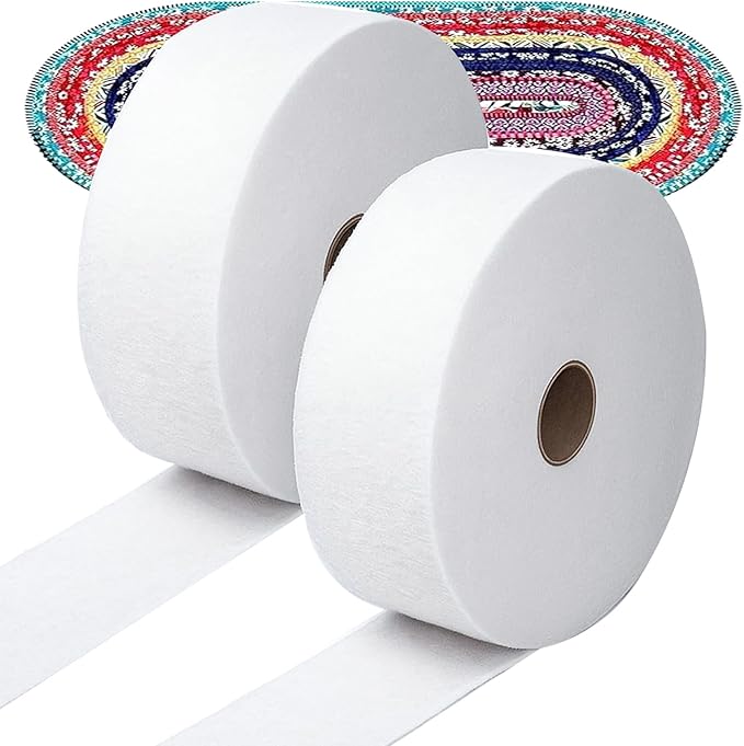 2 1/2 Inch Jelly Roll Batting Strips for Rugs - 2 Rolls Fusible Batting Tape for Quilting for Quilting, Throw Rugs, Fabric Tube Maker Needle Punched Maker Tool, 2 Rolls 140 Yards Total (2 1/2in×70yd)