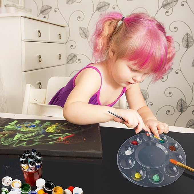 Paint Tray Palette,60pcs Paint Trays for Kids,Plastic Paint Pallet or Pupils to Painting,DIY Craft,Play Party at Home,Kindergarten or School(Clear)