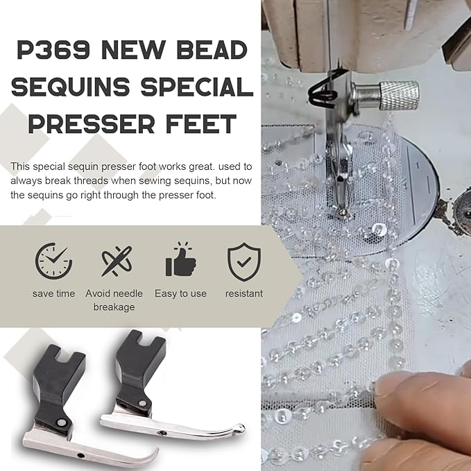 P369 New Bead Sequin Special Presser Foot Wedding Dress Bead Fabric, Sequin Bead Presser Foot(with Beads)