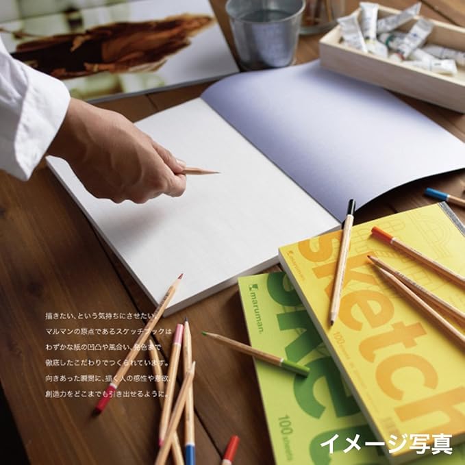 Maruman Soho Sketchpad, B5, 7.17" x 10.12" Portable Drawing Paper Sketchbook Pad, 100 Sheets Heavyweight Acid-Free Paper for Sketching, Charcoal, Pen, Pencil, and Pastels, Yellow, Made in Japan