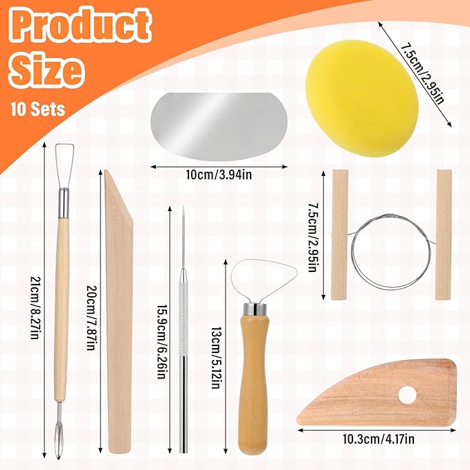 80 Pcs Pottery Tool Kit Sculpting Clay Tool Includes Clay Cutting Modeling Trimming with Wooden Handles Carving Kit for School College Beginners Carving Shaping