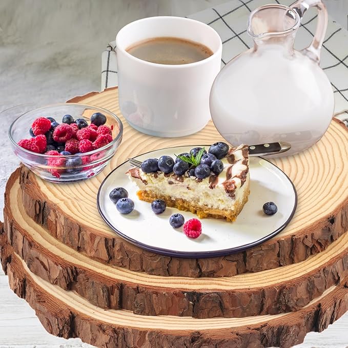 4 PCS 10-12 Inch Natural Wood Slices, Unfinished Pine Wood Circles with Barks for Coasters, DIY Crafts, Christmas Rustic Wedding Ornaments and Centerpieces,by GNIEMCKIN