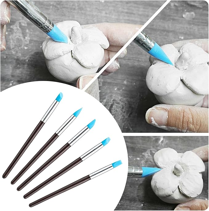 EIGTWEN 100ml Air Dry Clay Glaze and 29pcs Clay tools kit, Matte Clay Varnish Protects Clay from Surface Wear, Pottery Tools Can be Used for Stippling, Carving, Molding, and Shaping Clay Crafts(Matte)