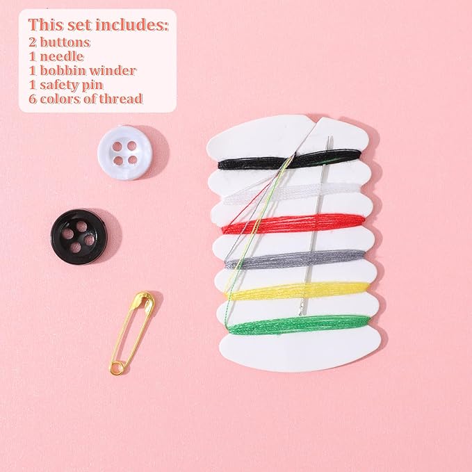 10PCS Mini Sewing Kit Travel Size Thread Repair Emergency Kit Portable Sewing Kits with Needles, Threads, Button, Safety Pin Basic Personal-Kit Travel Sewings Kits for Adults Hotel Amenities