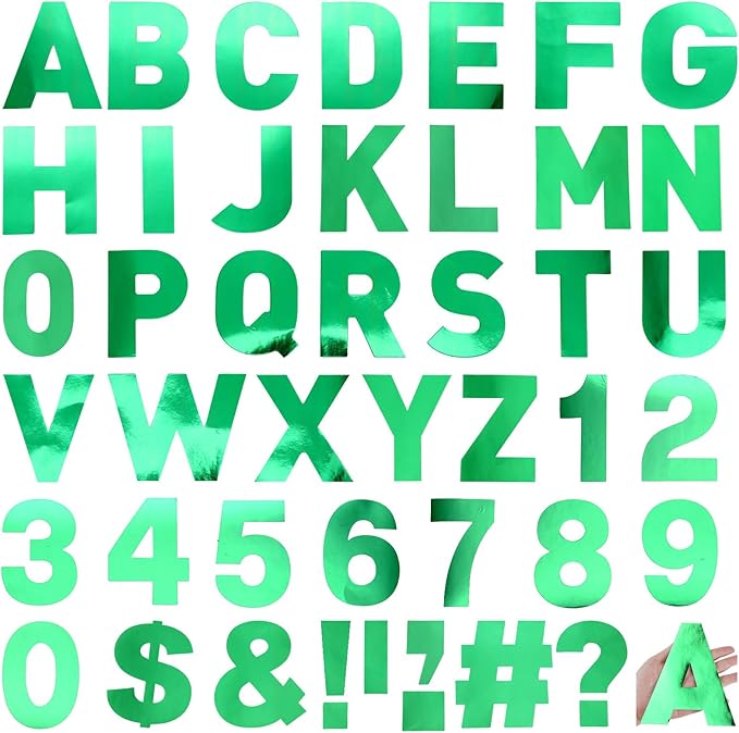184 Pcs Large Vinyl Letter Sticker 6" Big Alphabet Number and Symbol Sticker Self Adhesive Removable Letter Decal for Christmas Bulletin Board Classroom Decor Poster Window Door Mailbox(Green)