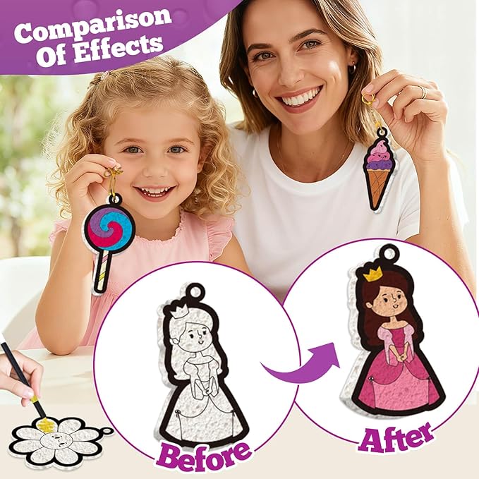 Dolanus Arts and Crafts Kits -3D Art Puffs Sponge Magic Painting, Birthday Gift for 4 5 6 7 8 9 Year Old Girl, Toys for Girls Ages 4-10, DIY Color & Inflate Activity, Travel & Creative Gifts