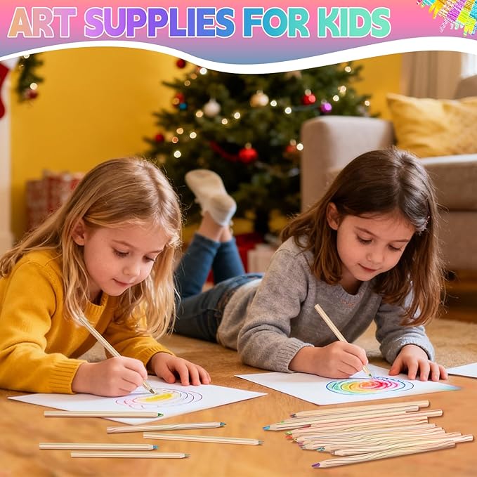TINNIVI Rainbow Pencils for Kids Adults, 48 Pack Rainbow Colored Pencil Art Supplies for Girls Boys, Wooden Multi Colored Pencils Bulk for Coloring Drawing Sketching, Pre-sharpened, 12 Colors
