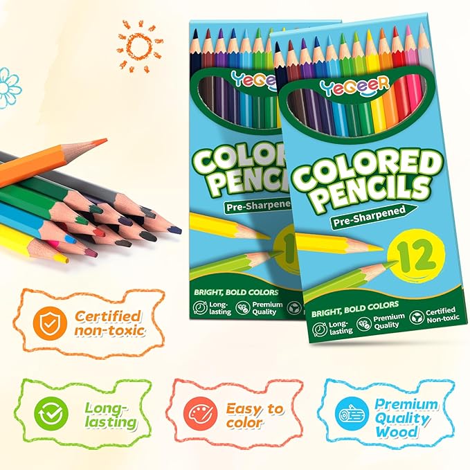 216 Count Colored Pencils Bulk, 12 Assorted Colors, 18 Packs Pre-sharpened Coloring Pencils Set for Kids and Adult, Teachers Essential Classroom Prizes, Back to School Supplies (18)