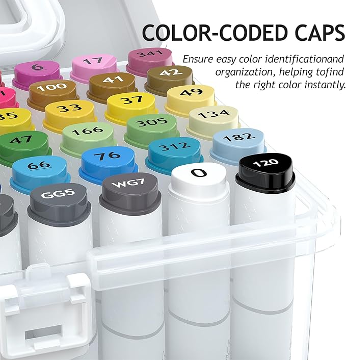 Alcohol Markers, Christmas Gifts,48 Colors Dual Tip Art Coloring Markers for Adult Coloring Books, Drawing, Sketching, Painting Supplies,Alcohol Based with Carrying Case