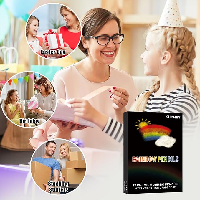 Valentines Day Gifts for Kids Classroom, Easter Basket Stuffers Essentials for Teen Girl Boys Art Supplies Trendy Stuff 12 Colored Rainbow Pencils, Birthday Party Favors Arts and Crafts 8-12 Year Old