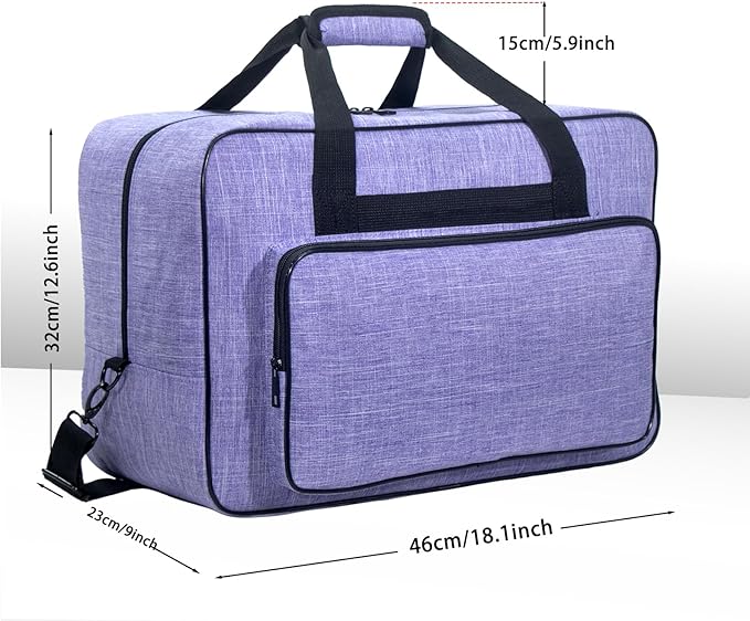 Sewing Machine Carrying Case，Sewing Machine Carrying Case Tote Bag，Universal Tote Storage Bag with Pockets and Handles, Suitable for Most Standard Singer, Janome (PURPLE)