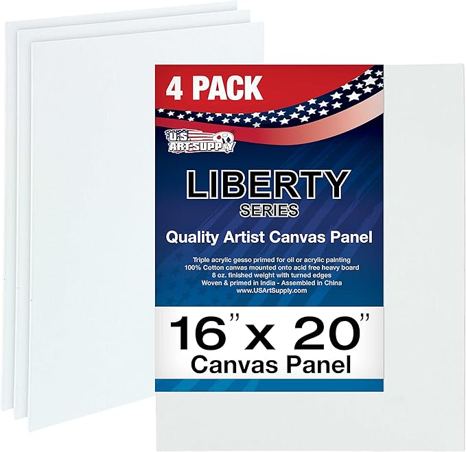 U.S. Art Supply 16 X 20 inch Professional Artist Quality Acid Free Canvas Panel Boards for Painting (Pack of 4)