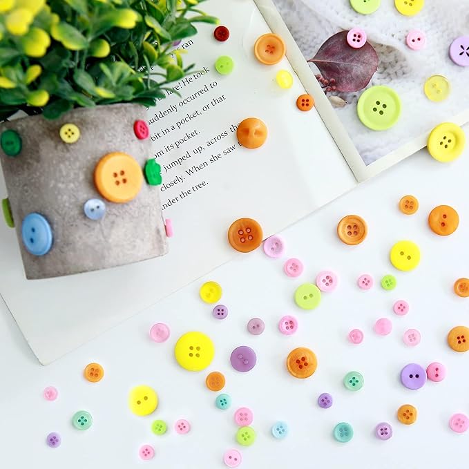 Greentime 4800-5000PCS Mix Color Assorted Sizes Round Resin Buttons for Crafts Sewing DIY Manual Button Handmade Ornament Buttons