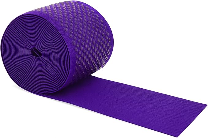 Mandala Crafts 3 Inch Elastic Silicone Gripper Tape for Clothing - 5 Yds Dotted Non Slip Elastic Band for Sewing - Purple Silicone Flat Fabric Stretchy Ribbon Straps