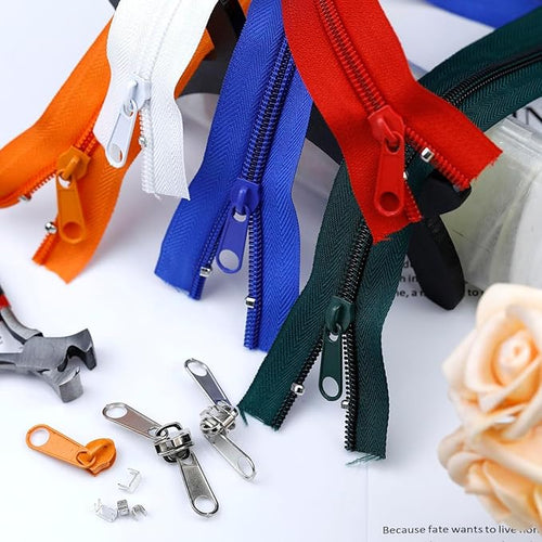 #3 Nylon Zipper Tape for Sewing: YZSFIRM 24 Yards Gray Series by The Yard Nylon Coil Zippers for DIY Sewing Craft with 30 Bulk Metal Zipper Slider