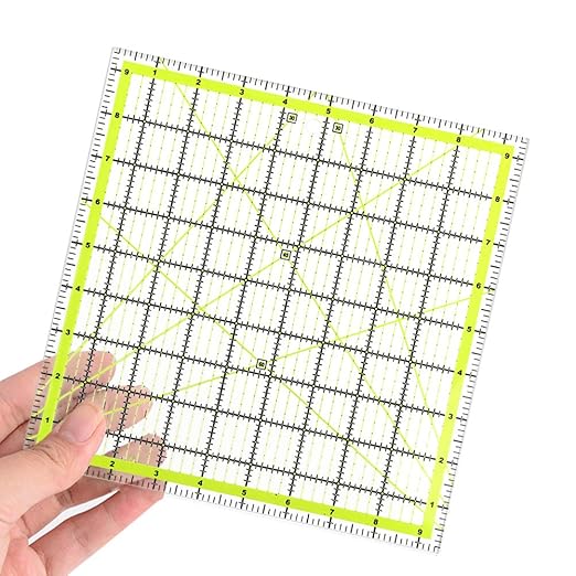 UOOU Quilting Ruler (9.5"X9.5"), Square Quilting Rulers Fabric Cutting Ruler Acrylic Quilters Rulers Clear Mark for Easy Precision Cutting and Crafts Quilting and Sewing