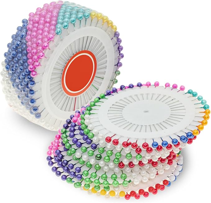 960pcs Straight Pins Sewing Set, 2 Rolls of 480pcs Each, Multi-Color Pins for Fabric, Hijab Pins & Backpack Sewing for Christmas & Other Crafts Making