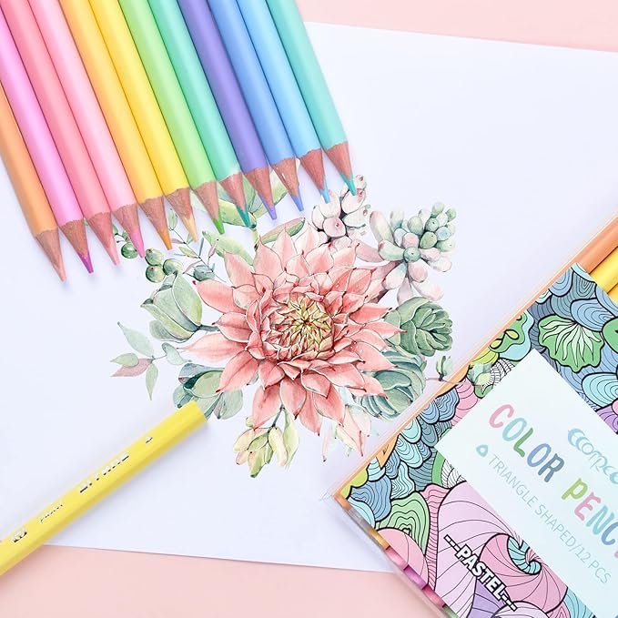 ECOTREE Stocking Stuffers for Kids Teen Girls, Macaron Colored Pencils, Soften Wood, Pastel Coloring for Adult and Kids, Art Supplies for School, Coloring, Drawing, Shading, Gifts for Kid,12 Count