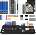 Shuttle Art 52 Pack Drawing Pencils Set, Professional Art Kit with Graphite Charcoal Sticks, Drawing Pad in Portable Case, Ideal for Kids and Adults Artists