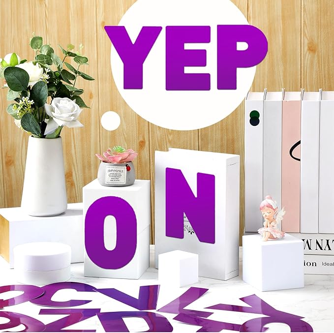 184 Pcs Large Vinyl Letter Sticker 6" Big Alphabet Number and Symbol Sticker Self Adhesive Removable Letter Decal for Christmas Bulletin Board Classroom Decor Poster Window Door Mailbox(Purple)