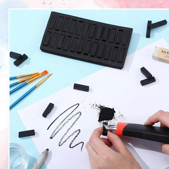 48 Pcs Soft Chalk Pastels Set Soft Pastel for Artists Square Sketch Chalk Non-toxic Artist Pastel Sticks for Professional Artists Students and Art Lovers(Black Color,30×8×8mm)