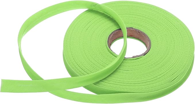 MECCANIXITY 1/2 Inch Single Fold Bias Tape Polyester Continuous Bulk Bias Tape for Sewing,Seaming Quilting Hemming Binding Crafts (Fruit Green 25 Yards)