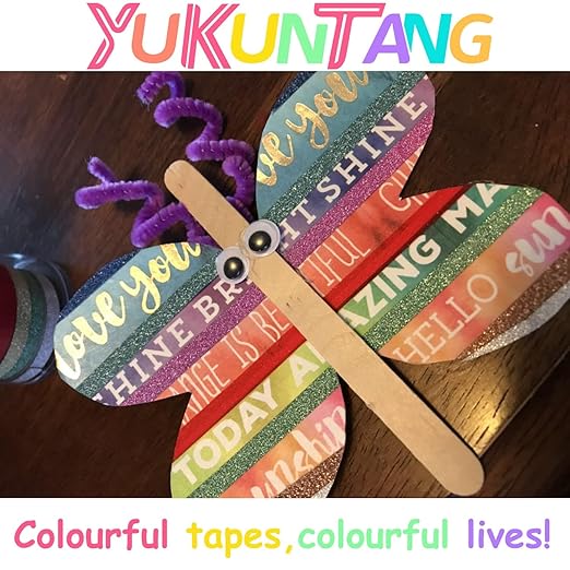 YUKUNTANG Glitter Washi Tape Set, 24 Rolls, 3mm x 132 Yards, Metallic Foil Sparkle Decorative Craft Tape for DIY Art, Scrapbooking, Journaling, Gift Wrapping