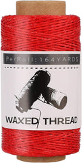 Jupean Waxed Thread, 150m /164Yards Red Leather Sewing Thread, Hand Stitching Threads for Hand Sewing, Bookbinding, and Beginners Leather Craft DIY