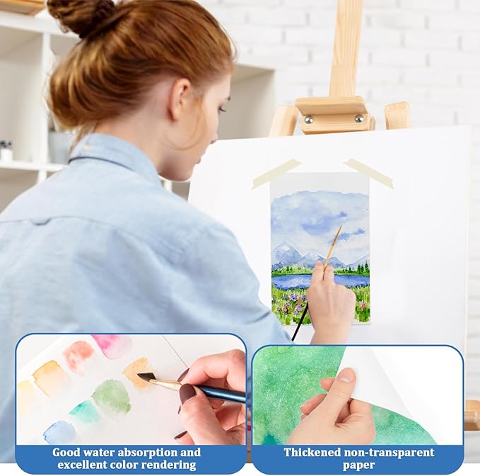 Tlenpo Watercolor Paper Pad, 8.5 x5.5 in 140lb/300gsm, 30 Sheets Cold Press Acid-Free, Artist Grade Water Color Art Drawing Painting Paper, Drawing Art Supplies for Adults, Teens, Kids