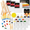 ACKASK Painting Kits for Adults Kids,Acrylic Paint Canvas Easel Set,30 Pcs Drawing Painting Supplies Art Kit,12 Paints,10 Painting Brushes,Palettes Etc,Art Set Art Supplies for Kids Adults Artists