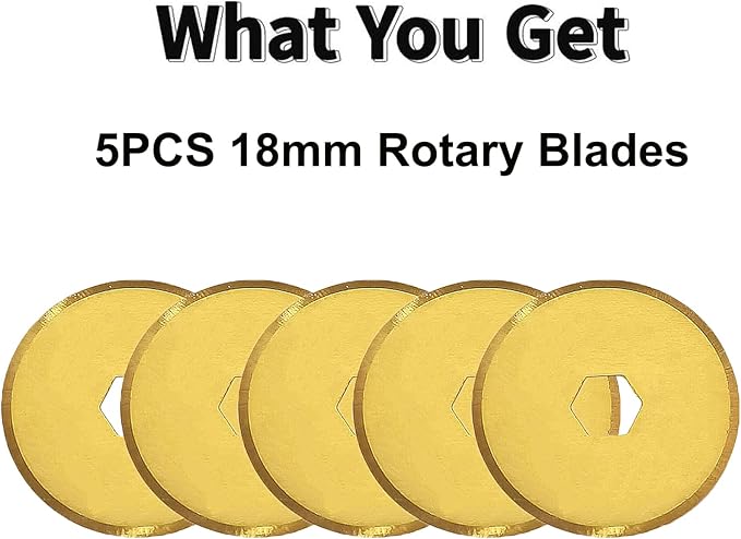 Rotary Cutter Blades 18mm, Replacement Blades Fits Fiskars,OLFA,Martelli,Dremel,Truecut,DAFA,Fabric Cutting Blades Refill for Quilting Scrapbooking Sewing Arts &Crafts, SKS-7, Titanium Coated, 5-Pack