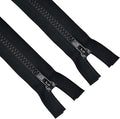 ANPURZII 2PCS #5 46 Inch Black Separating Jacket Zippers for Sewing Coats, Molded Plastic Bulk Zippers(Black 46" 2PCS)