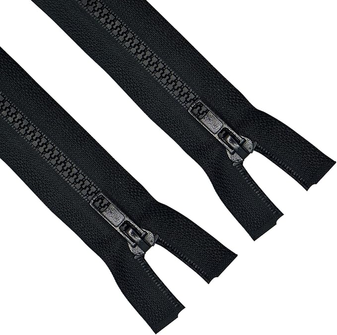 ANPURZII 2PCS #5 35 Inch Black Separating Jacket Zippers for Sewing Coats, Molded Plastic Bulk Zippers(Black 35" 2PCS)
