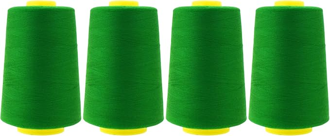 Mandala Crafts 4 Pack of Serger Threads Cones Spools - 40S/2 24000 Yards Polyester Dark Green Threads for Sergers Machine and Overlock Quilting Sewing Machine