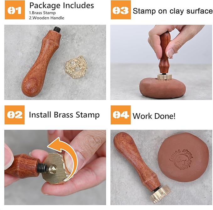Custom Pottery Stamp for Clay - Personalized Logo Clay Stamp with Your Design - Letter Ceramic Stamps for Pottery Clay to Create Unique Imprints, Clay Potters Lovers Gifts, Polymer Clay Tools
