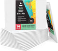 ARTEZA Canvas Boards for Painting, 5 x 7 Inches, Pack of 14, Blank White Small Canvas Panels for Acrylic, Oil and Gouache Painting