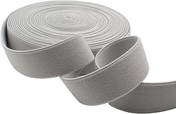 Dortrue 1 Inch 10 Yard Grey Sewing Elastic Band Heavy Stretch High Elasticity Elastic Spool for Sewing Pants Waistband, Straps, Craft DIY Projects