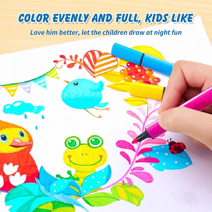 SAYEEC Coloring Markers Washable Markers for Kids 24 Colored Felt Tip Pens Art Marker Set with Carrying Case Water Based Drawing Pens for Artists Adult Coloring Books Manga Comic Christmas Gifts