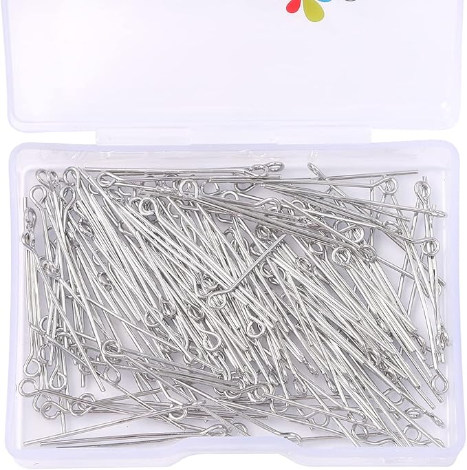 Platinum Plated Open Eye Pins Non Tarnish 30mm 150pcs for Jewelry Making Findings