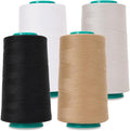 Sewing Thread Cones 4 Pack-3000Yds All Purpose Polyester Thread for Sewing,Tex 30,Quilting, Serger Machines, Overlock, Embroidery (Black,White,Light Gray,Khaki)