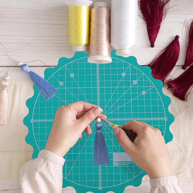 Angoily 15 Inch Rotary Cutting Mat Self-Healing Round Craft Mat with 360 Degree Smooth Rotation for Quilting Sewing and Diy Projects