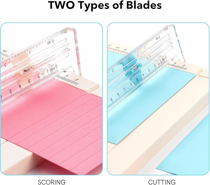 Paper Trimmer Scoring Board 12 x12 inch with2 Replacement Blades Craft Paper Cutter for Folding & Scorer Cover of Book & Gift Box and Photo